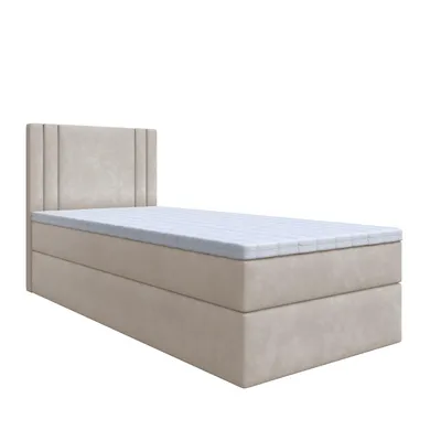 Produktbild von Bett, Boxspringbett, Continentalbett RALI MINI mit Bonell Matratze, T25 Topper, Einzelbett mit Container, H3 90x190 cm, [Creme - Itaka 46]