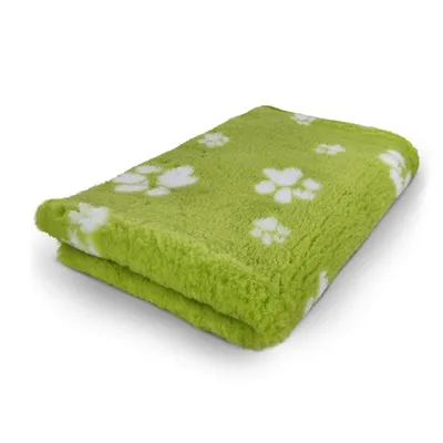 Produktbild von Vet Bed Hundedecke lemongrün mit weißen Pfoten 150 x 100 cm