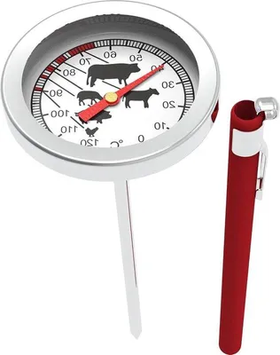 Immagine prodotto di Termometro per carne 0-120 °C, termometro da cucina e da barbecue in acciaio inossidabile per forno, barbecue e griglia, con custodia