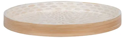 Produktbild von Rundes Tablett aus Bambus und beigem Capiz 40 cm