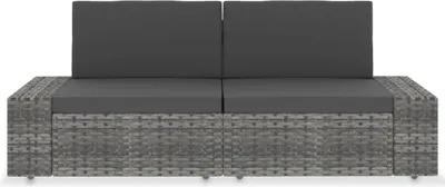 Produktbild von vidaXL Modulares 2-Sitzer-Sofa Poly Rattan Grau