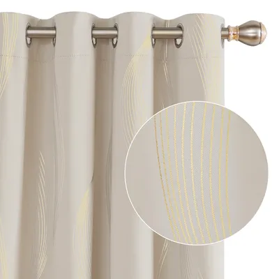 Verdunkelungsvorhang-Set 2er, 117x183 cm, beige, mit Ösen