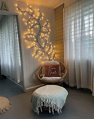 Produktbild von 144 LED-Beleuchtete Weidenzweige, mit Netzteil Lichterkette Steckbar, für Weihnachten, für ein Schlafzimmer oder Wohnzimmer, Wanddekoration (Warmweiß)