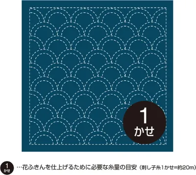 Obrázek produktu pro Olympus Sashiko Sampler (pouze látka) "Hana Fukin (Navy) Seigaiha", potištěná látka, 33x33cm, originál z Japonska