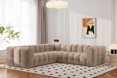 Produktbild von Kaiser Möbel Ecksofa Corner mit Steppung BALOO, Chenille-Stoff Arena, Dunkelbeige