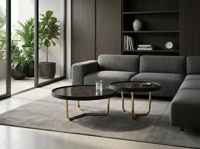 Image de Ensemble de salon comprenant une table basse et une table d'appoint au design élégant