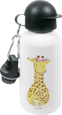 Produktbild von Mr. & Mrs. Panda Trinkflasche Giraffe Blumenkranz - Weiß - Geschenk, Kindergarten, Freundin, Afrika, Outdoorflasche, Selbstliebe, Wasserflasche, Getränkeflasche, Kinder