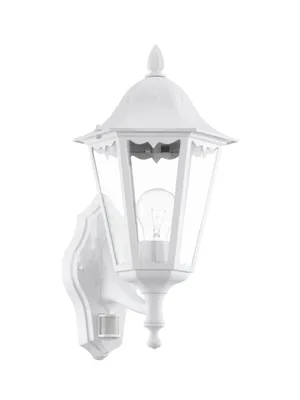 Produktbild von EGLO Außen-Wandlampe Navedo, 1 flammige Außenleuchte inkl. Bewegungsmelder, Sensor-Wandleuchte aus Aluguss und Glas, Farbe: Weiß, Fassung: E27, IP44