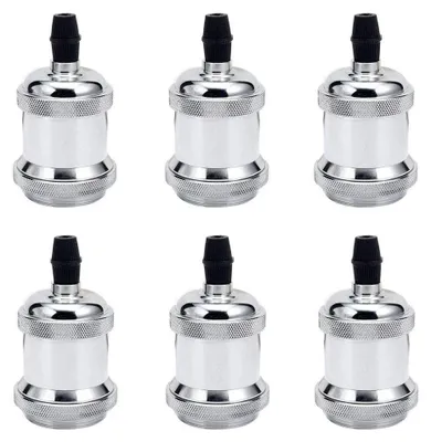 Productafbeelding van 6 stuks E27 Fittingen Zilver voor Hanglampen en Plafondlampen Vintage Stijl