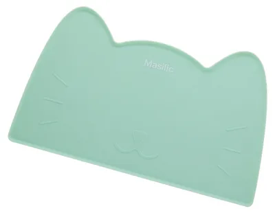 Produktbild von Masilic Silikon Napfunterlage für Kleine Hunde und Katz, 42,9x25,2 cm, Unterlage für Katzennapf, Futtermatte Rutschfeste Futterunterlage, Silikonmatte mit Rand, Leicht zu reinigen, Farbe Mint