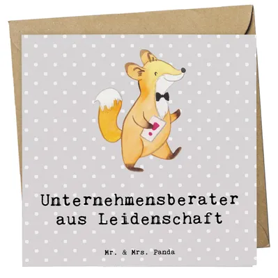 Produktbild von Mr. & Mrs. Panda Grußkarte Unternehmensberater Leidenschaft - Grau Pastell - Geschenk, anlasskarte, faltkarte, doppelkarte, Glückwunschkarte, Klappkarte