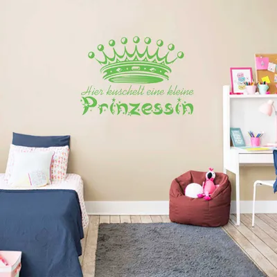 Produktbild von Wandtattoo - Wandaufkleber - Wandtattoo "Kuschel Prinzessin" - 60cm x 43cm lindgrün - Dekoration Küche Wohnzimmer Wand