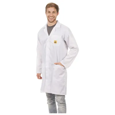 Produktbild von Warmbier ESD-Arbeitsmantel AM-120, Größe L, weiß 8710.AM120.L (Kittel Mantel)