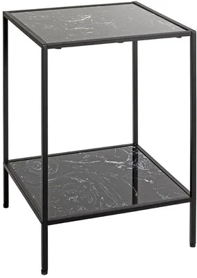 Produktbild von Azomor® Stilvolle Art Deco Beistelltisch mit schwarzem Kunstmarmor und Metall-Design