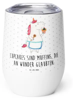 Produktbild von Mr. & Mrs. Panda Thermo Becher Einhorn Küche - Weiß - Geschenk, thermosbecher, Unicorn, edelstahl isolierbecher, Muffin, isoliertasse, Kuchen, kaffee tasse, Koch, Torte