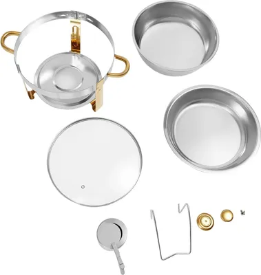 Obrázek produktu pro Sada nádobí na bufet - Chafing Dish - nerezová ocel 201/410 - žáruvzdorná - nerezová - bezpečná a odolná - stříbrná a zlatá