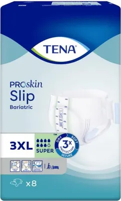Zdjęcie produktu dla 4x TENA ProSkin Slip Bariatic Super podpaski na nietrzymanie moczu rozmiar 3XL | opakowanie (8 sztuk)