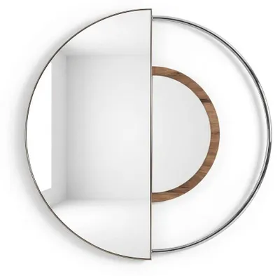 Produktbild von Moderner Wandspiegel Silber Glas Rund Großer Flurspiegel Badspiegel