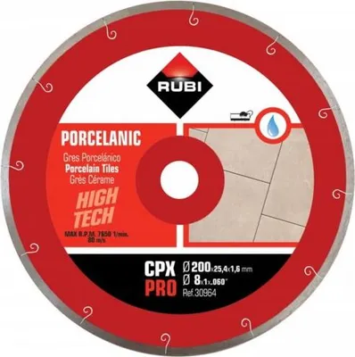 Immagine prodotto di RUBI 30964 Disco diamantato gres Feinsteinzeugfliese J-SLOT (CPX) 200 PRO, Grau, 200 x 25,4 x 1,6 mm