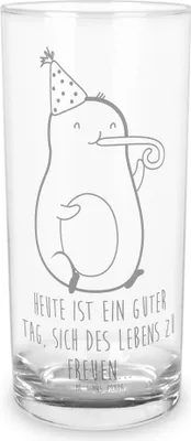 Produktbild von Mr. & Mrs. Panda Glas Avocado Feier 200 ml - Transparent - Geschenk, tischglas, Trinkglas, Longdrinkglas, Party, Tumbler, Cocktailglas, Geburtstag, Gute Laune