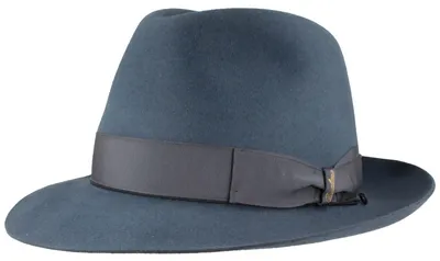 Borsalino edler Fedora Haarfilzhut mit mittelbreiter Krempe in blau