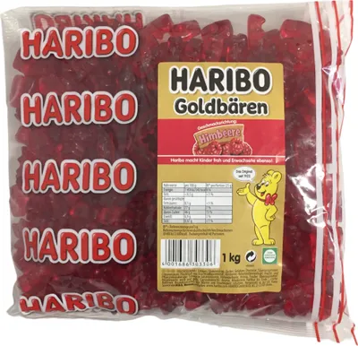 Produktbild von Haribo Goldbären Himbeer (1kg Beutel Gummibärchen rot) sortenrein