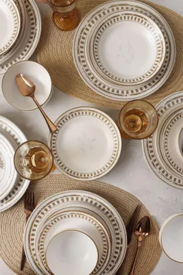 Produktbild von Keramika Geschirrset  - Brown Leaf - 24 teilig - 6 Personen - Steingut