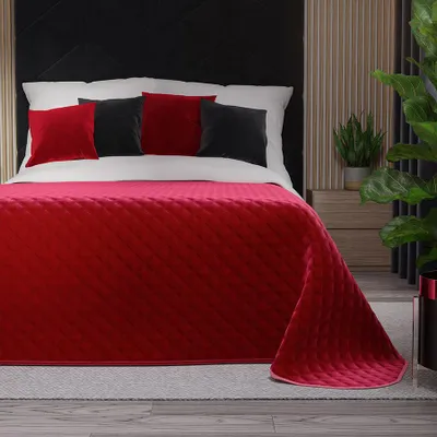 Obrázok produktu pre Prehoz na posteľ VELVI 170x210cm - intenzívne červený s geometrickým vzorom