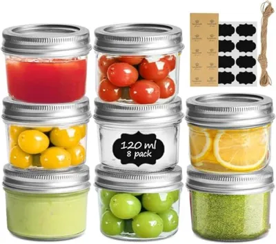 Produktbild von PromoHome® Gläser 120ml mit Schraubdeckel 8er-Pack – Luftdichte Einmachgläser für Marmelade, Honig, Joghurt, Fermentation und Meal Prep