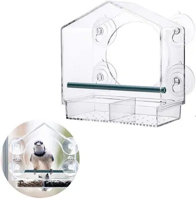 Produktbild von Vogelhuis aus Acryl mit Saugnäpfen für wilde Vögel