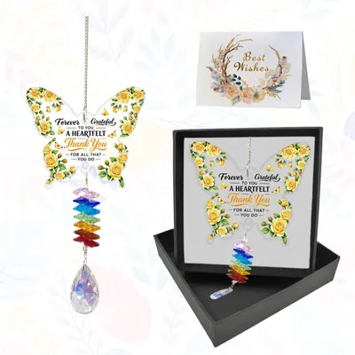 Kristall-Sonnenfänger Schmetterling, Dankeschön-Geschenk mit Box & Karte