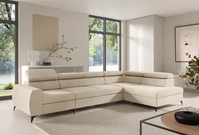 Produktbild von Ecksofa Schlafsofa Sofa TORONTO XL Stoff Element Creme Ottomane Rechts
