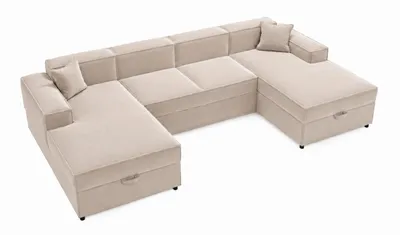 Produktbild von ANMIL Ecksofa SANTI U-Form 320 × 79 x 166 cm in Beige Schlafsofa mit Bettfunktion und 2 Bettkästen Stoff Magic Velvet