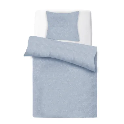 Produktbild von Bettwäsche Micro-Melange 2-tlg. (Blau) -  - Bettbezug 135x200cm + Kissenbezug 80x80cm Bettdecken Set mit Reißverschluss, Mikrofaser
