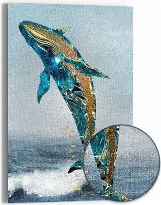 Produktbild von DEQOART Hybrid Leinwand Bild 60x90 cm 'Türkisglanz des Walhais' Wandbild Glas flach modern