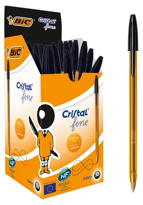 Produktbild von BIC Kugelschreiber Cristal fine – 50 Kulis in Schwarz – Strichstärke: 0,35mm / Kugeldurchmesser: 0,8mm - fein – Dokumentenecht
