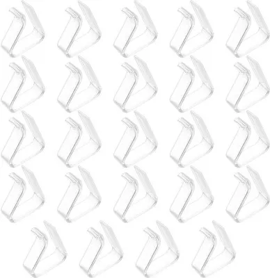 Produktbild von Unyqoos® 24er-Set transparente Tischdeckenklammern aus korrosionsbeständigem PS – sicherer Halt innen & außen, für Tischstärken 20–35 mm
