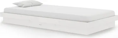 Image de vidaXL Lit en bois massif blanc 100x200 cm