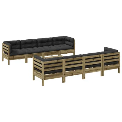 Produktbild von 9-tlg. Garten-Sofagarnitur mit Kissen Kiefernholz Imprägniert