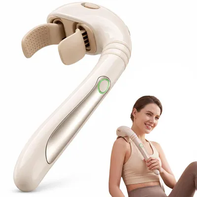 Produktbild von Nackenmassagegerät elektrisch, Schulter-Nacken-Massagegerät mit 2 Massagearmen, 3 Intensitätsstufen, Silikon-Massageköpfe, kabellos, USB-C
