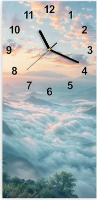Produktbild von Wanduhr aus Glas mit Motiv Morgennebel in Bergen- 30 x 60 cm - inkl. Aufhängesystem