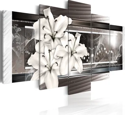 Immagine prodotto di Quadri su tela fiori 200x100 cm in tessuto non tessuto 5 pezzi stampa d'arte moderna arte murale XXL decorazione murale design quadro murale - gigli ornamento astratto 020110-122