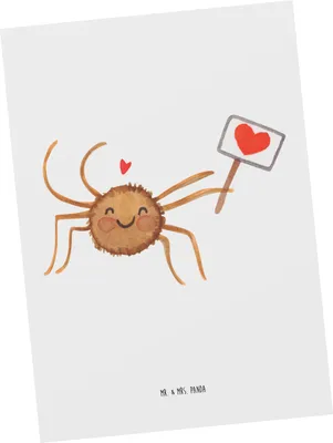 Produktbild von Mr. & Mrs. Panda Ansichtskarte Spinne Agathe Motivation - Weiß - Geschenk, Postkarten, Liebe, Dankeschön, Glück, Grußkarte, einzelkarte, Vertrauen, Fotokarte, Postkarte