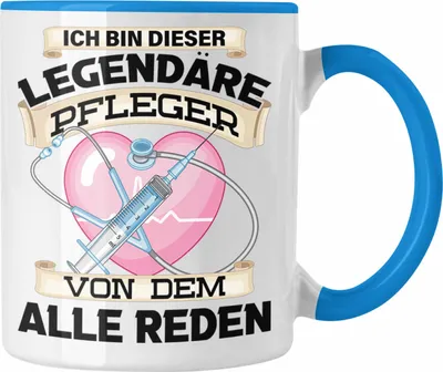 Produktbild von Trendation - Pfleger Tasse Geschenk Altenpflege Pflegekraft Männer Geschenkidee Spruch (Blau)