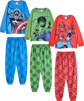 Produktbild von Marvel Avengers - Schlafanzug mit langer Hose für Jungen(3er-Pack) Langärmlig NS8831 (116) (Bunt)