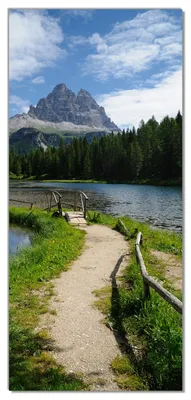 Produktbild von Wallario selbstklebende Türtapete 93 x 205 cm - See in Berglandschaft - Abwischbar, rückstandsfrei zu entfernen