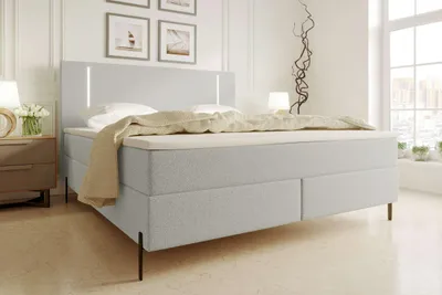Produktbild von 99rooms Favon Boxspringbett Strukturstoff NEVE Hellgrau 160x200 cm