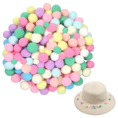 Bastelpompons 500 Stück, 3 Größen, bunt, 1-2 cm