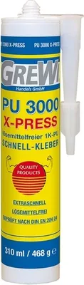 Produktbild von Grewi Polyurethan3000 X-Press: Lösemittelfreier 1K-PU-Schnell-Kleber 310ml/468g, für extreme Klebekraft auf nahezu allen Materialien
