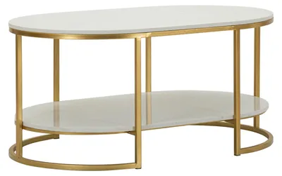 Obrázek produktu pro Konferenční stolek Izmir, rozměry 60 x 90 x 45 cm, kov, mramor, zlatá barva, bílá